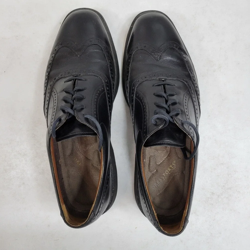 Rockport Men's 11.5M‎ Black Wingtip Oxford Vibram Sole Dress Shoes Leather